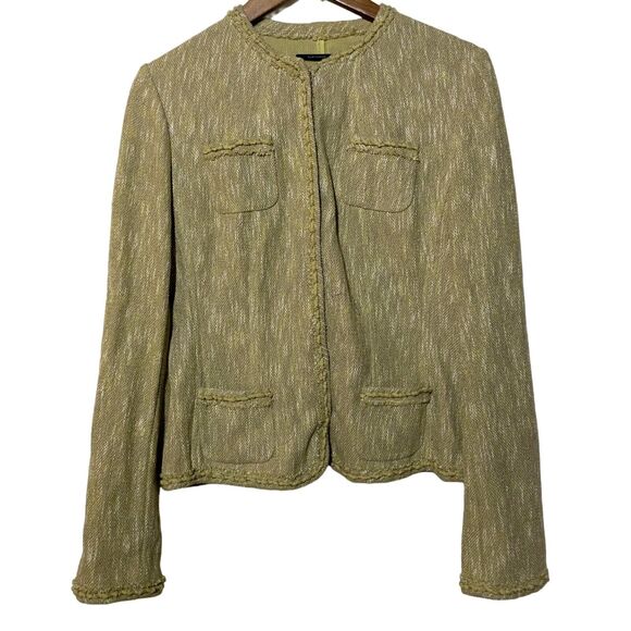 Elie Tahari Exquisite Art‑to‑Wear Green Tweed Lightweight Blazer Jacket Large - Picture 4 of 12